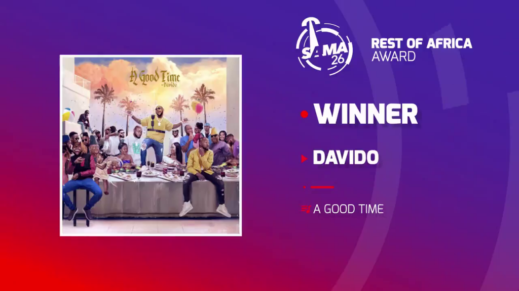 Davido wins at SAMA 26